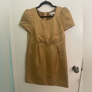Gold jacard silky dress